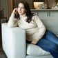 Womens Beige Turtle Neck Knit Sweater