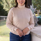 Womens Beige Turtle Neck Knit Sweater