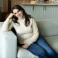 Womens Beige Turtle Neck Knit Sweater