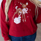 Womens "Deck The Doe" Red Crop Sweatshirt