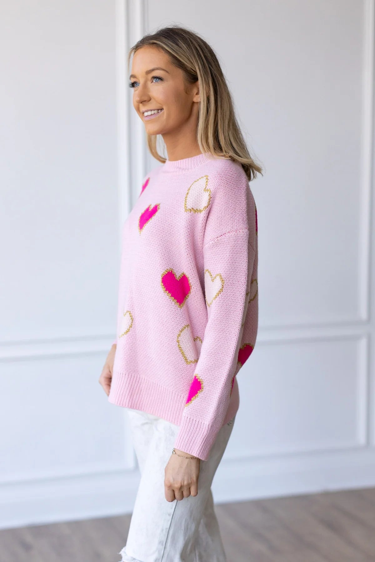 Womens Love Is In The Air Pink Heart Sweater