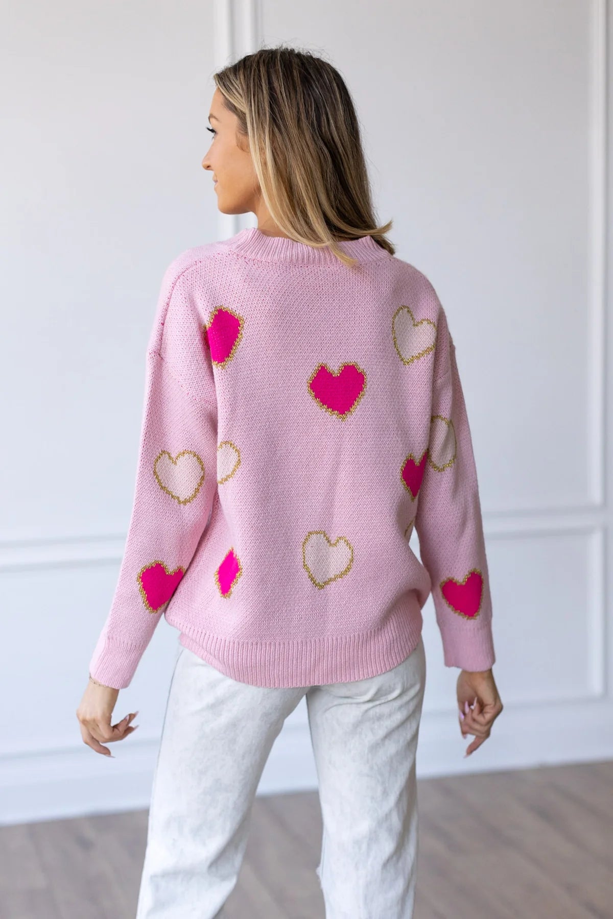 Womens Love Is In The Air Pink Heart Sweater