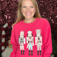 Womens Nutcracker On Hot Pink Crazy Cozy Microfleece Crewneck