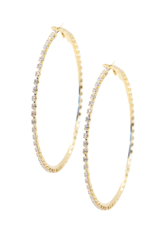 Large Golden & Crystal Glow Hoops Gold