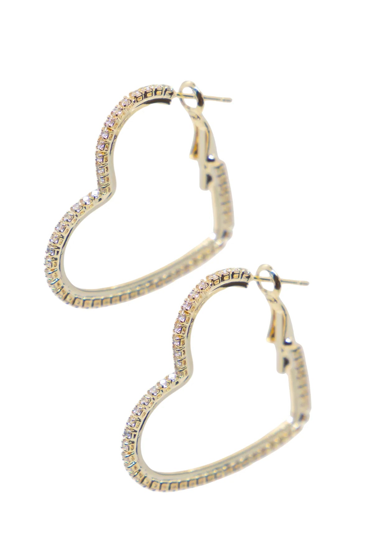 Medium Gold Heart Shape Hoops Earrings