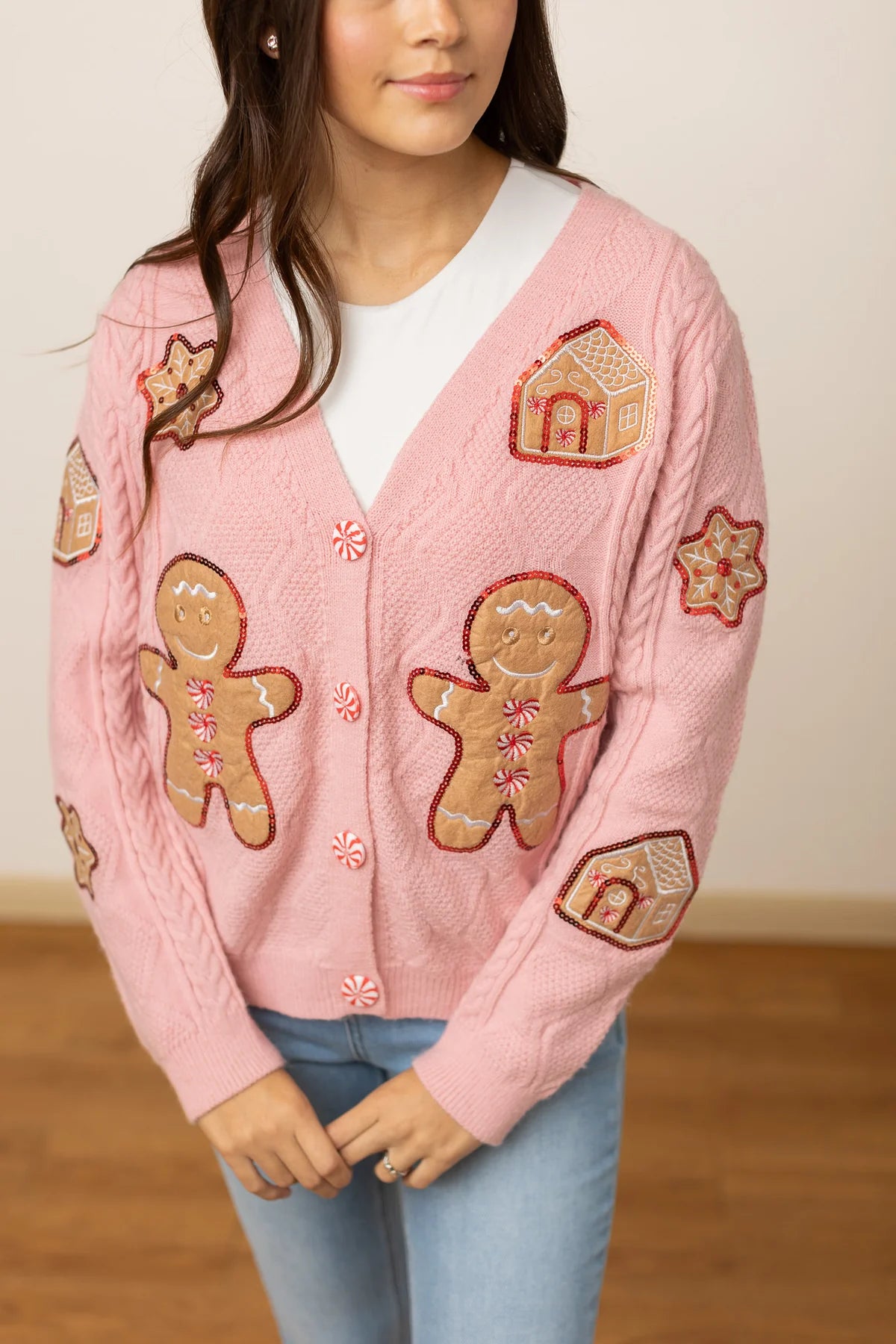 Womens Gingerbread Dream Cardigan - Pink