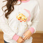 Womens Santa Claus White Sweatshirt with Sequin Sleeves - White