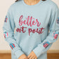 Womens Better Not Pout Sequins Blue Sweatshirt - Blue