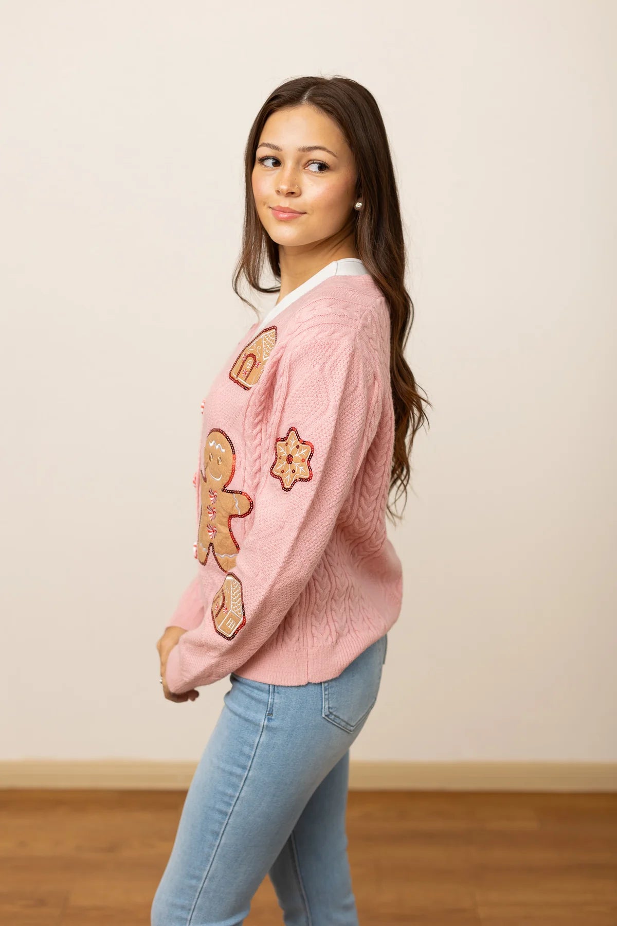 Womens Gingerbread Dream Cardigan - Pink