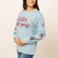 Womens Better Not Pout Sequins Blue Sweatshirt - Blue