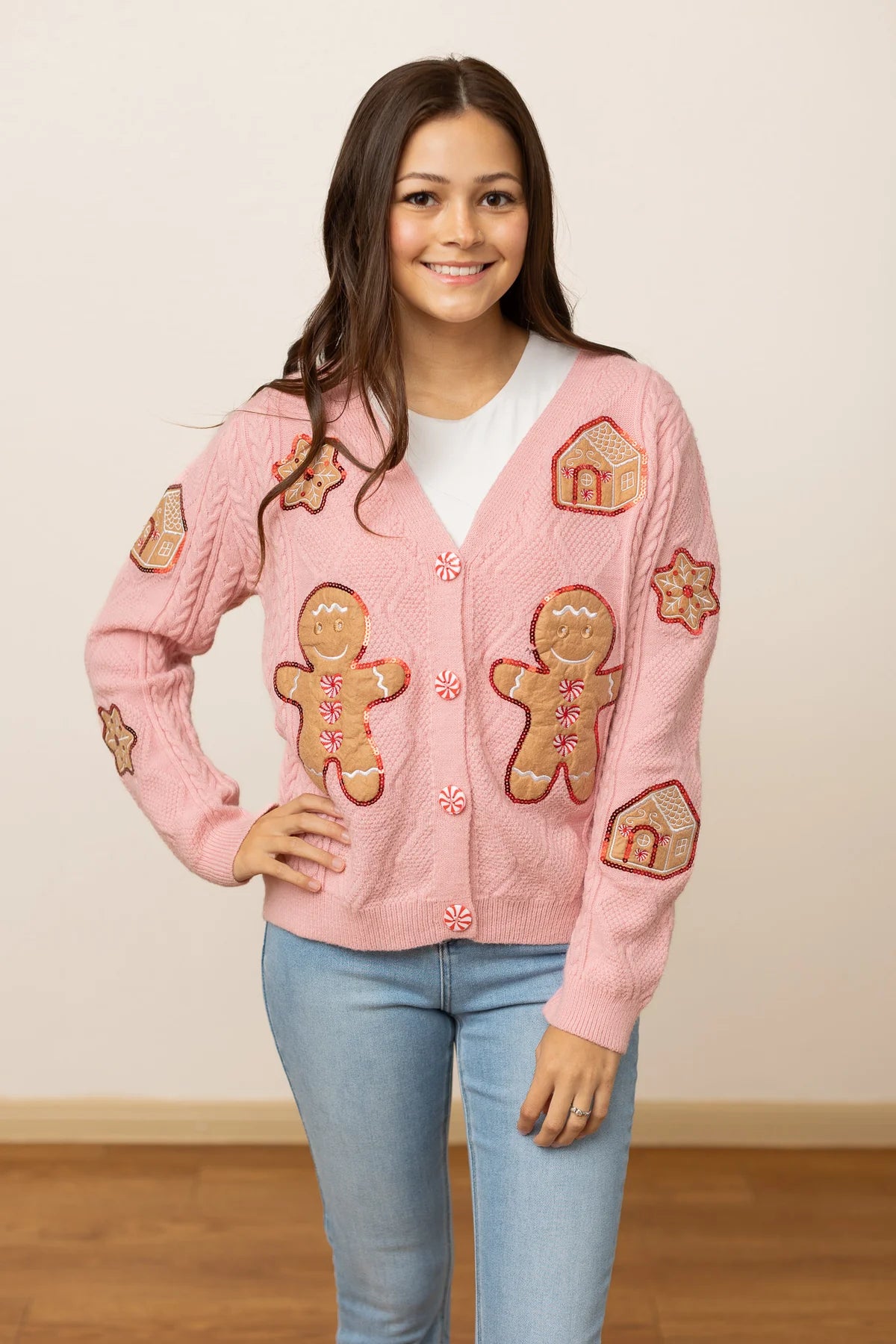 Womens Gingerbread Dream Cardigan - Pink