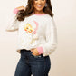 Womens Santa Claus White Sweatshirt with Sequin Sleeves - White