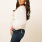 Womens Santa Claus White Sweatshirt with Sequin Sleeves - White