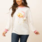 Womens Santa Claus White Sweatshirt with Sequin Sleeves - White