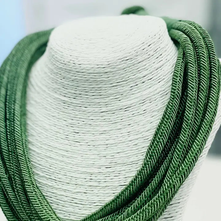 Sage Green Slub 8-Strand Necklace