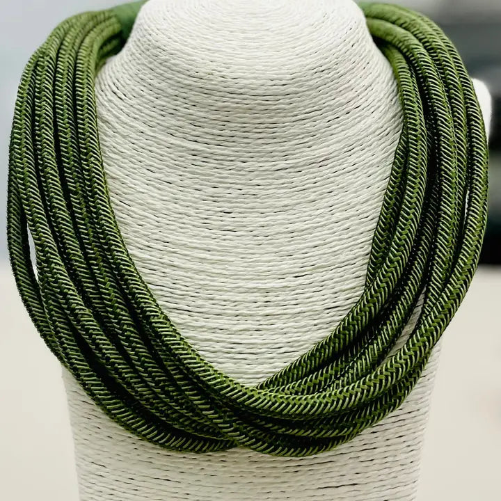 Sage Green Slub 8-Strand Necklace