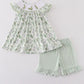 Girls Sage Leaf Bunny Embroidery Smocked Set
