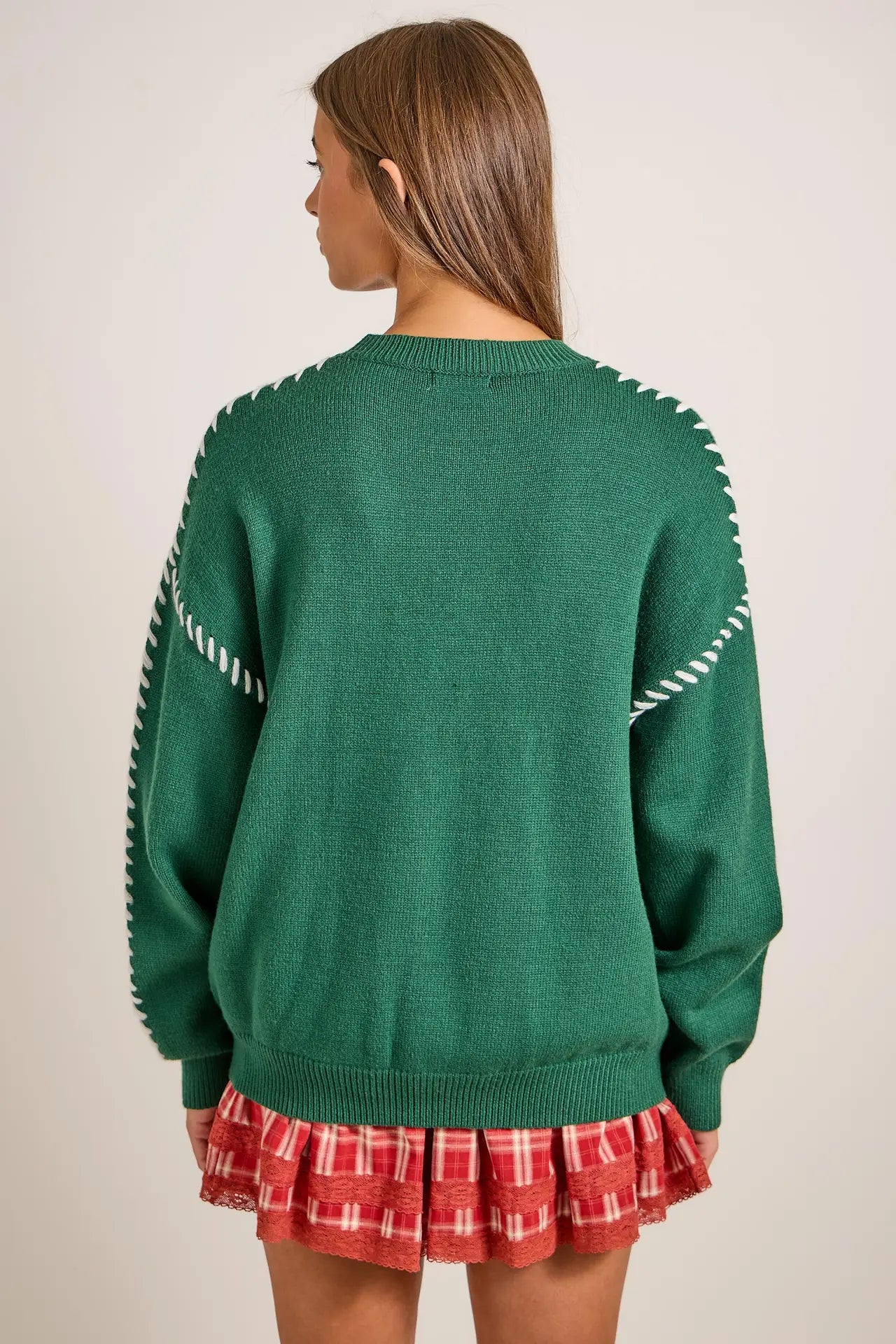 Womens Main Strip Hunter Green Santa Baby Holiday Knit Sweater