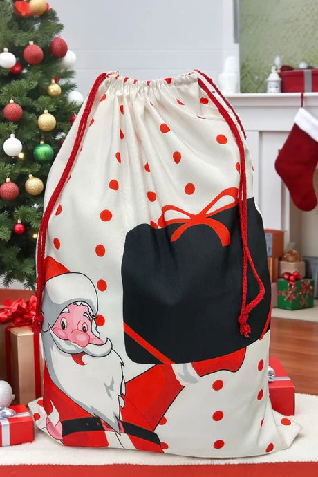 19" x 27" Santa Polka Dot Printed Christmas Sack