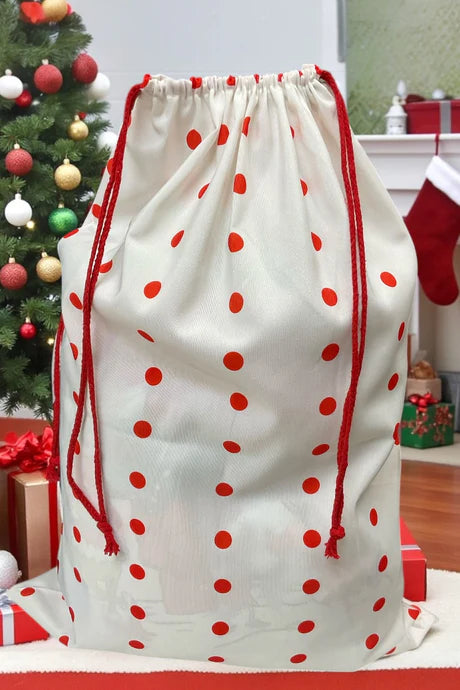 19" x 27" Santa Polka Dot Printed Christmas Sack