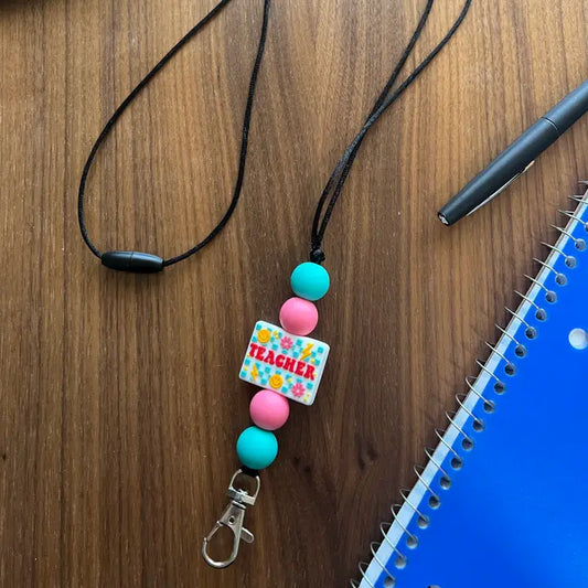 Silicone Teacher Checkered Lanyard-20” L W/Breakaway Clasp