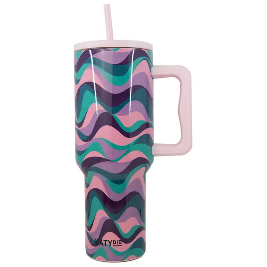 Katydid Light Pink Purple Green Swirl Tumbler