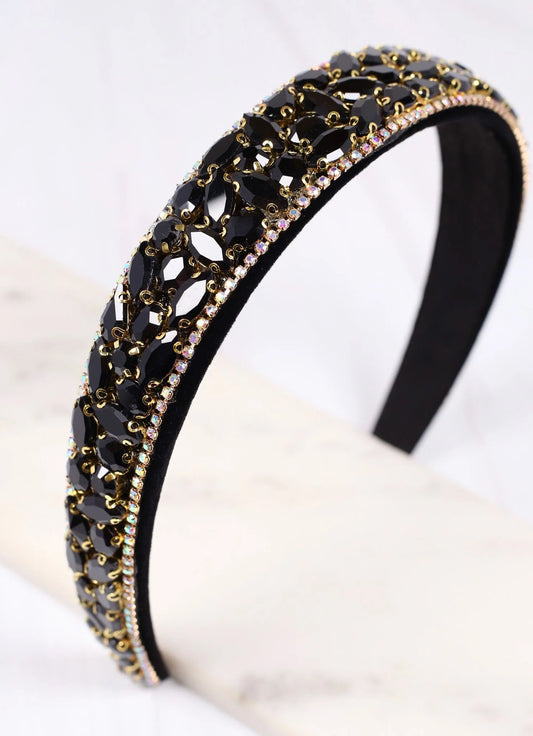 Betty Jeweled Headband Black