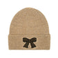 C.C Kids Rhinestone Ribbon Bow Embellishment Beanie Taupe