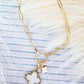 Viola White Corine Clover Goldtone Necklace