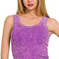 Zenana Womens Violet Stone Washed Ribbed Seamless Top With Bra Pad