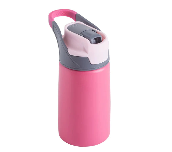 12 oz Kids Pink Stainless Water Bottle With Straw Lid