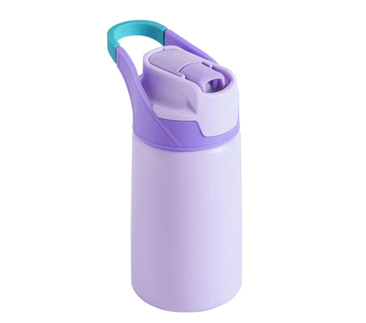 12 oz Kids Purple Stainless Water Bottle With Straw Lid