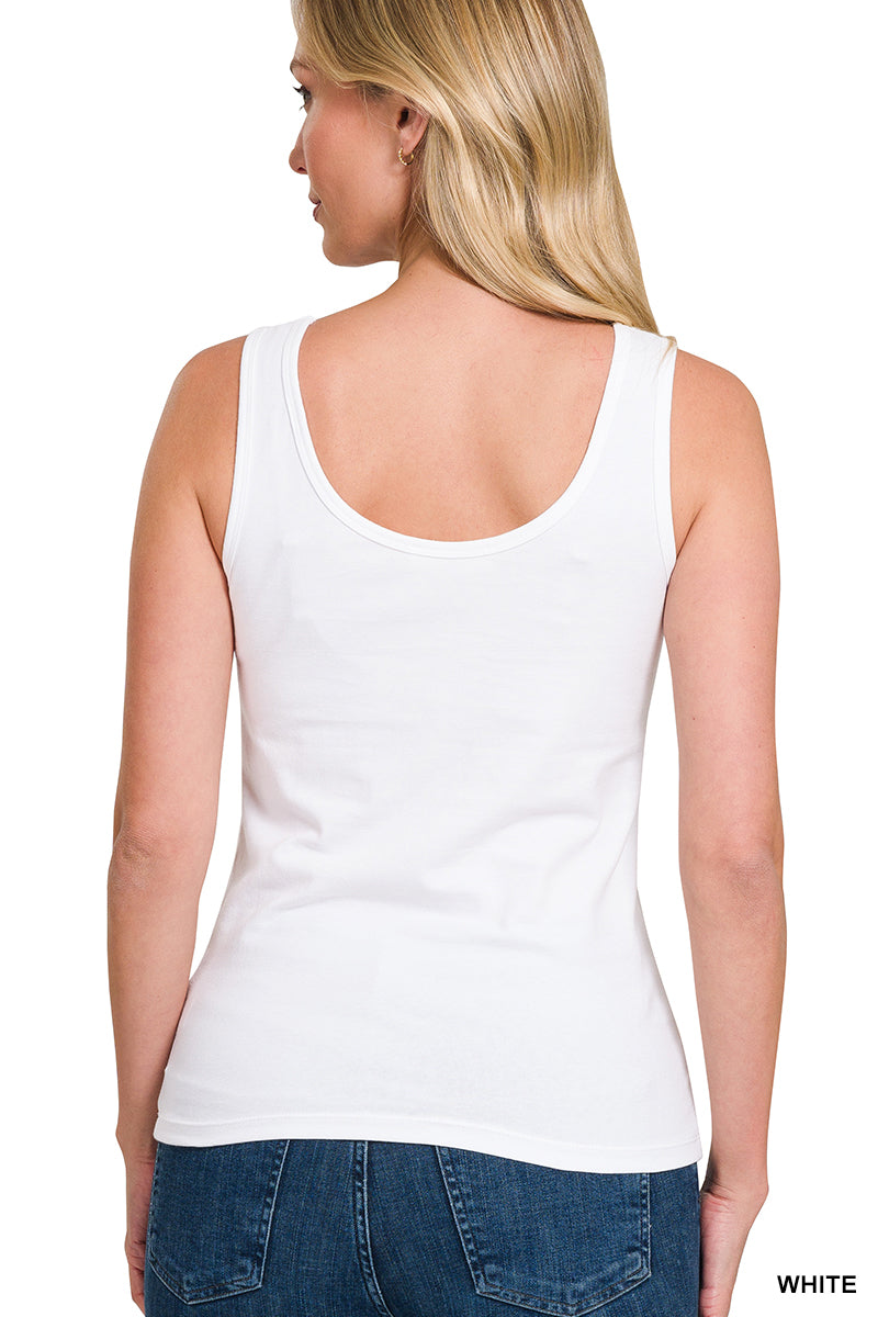 Womens Zenana Cotton Tank Top White