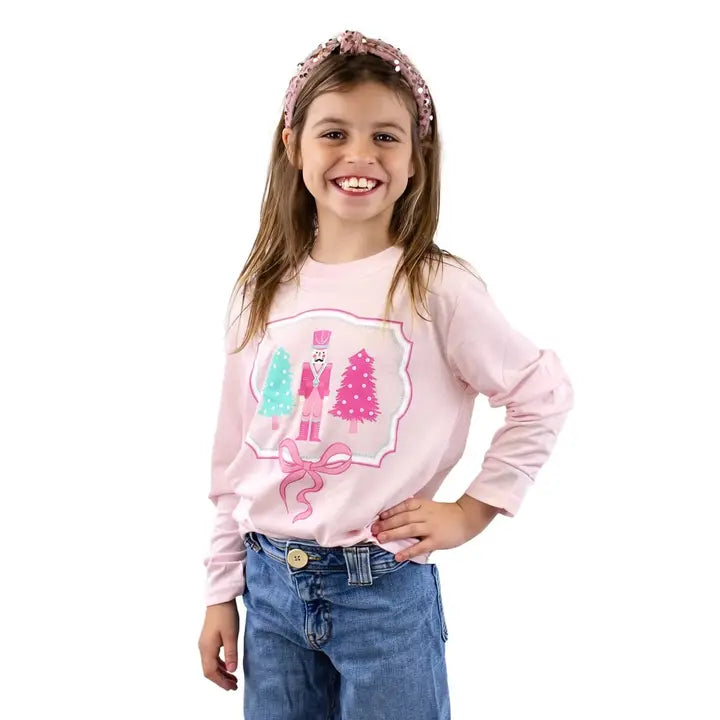 The Royal Standard Youth Nutcracker Dreams Long Sleeve Crew Neck T-Shirt Light Pink/Multi