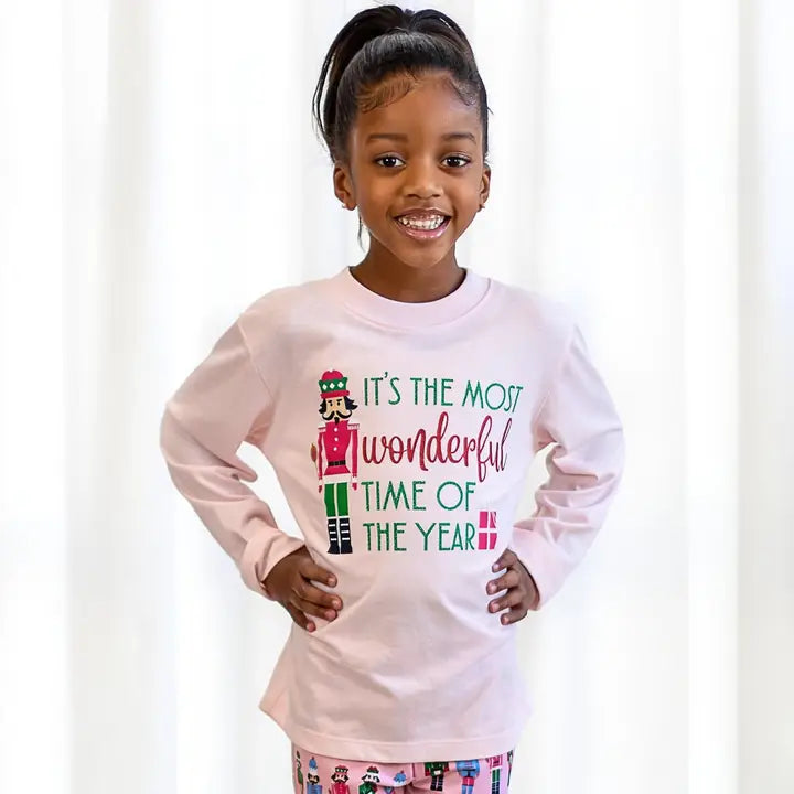 The Royal Standard Youth Wonderful Time of Year Crew Neck Long Sleeve T-Shirt Light Pink/Multi