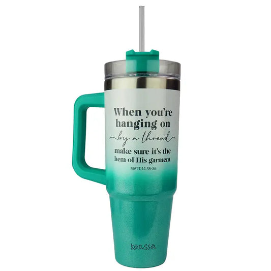 Kerusso 30 oz Stainless Steel Mug with Straw Hemmed Teal
