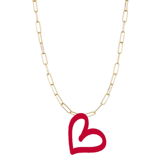 Red Heart Gold Rhonda Necklace