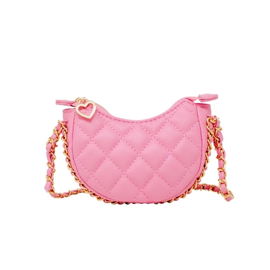 Tiny Quilted Chain Wrapped Hobo Bag Pink