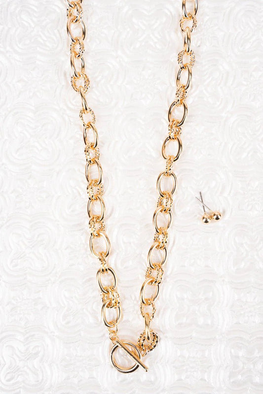 Riverton Goldtone Toggle Necklace and Earrings Set