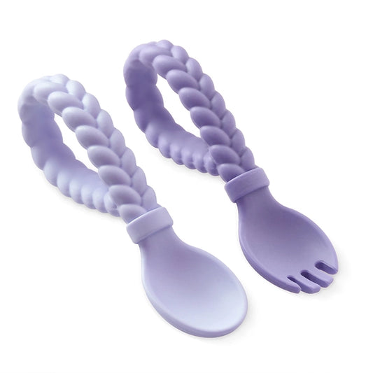 Itzy Ritzy Sweetie Spoons Spoon + Fork Set Amethyst + Purple Diamond