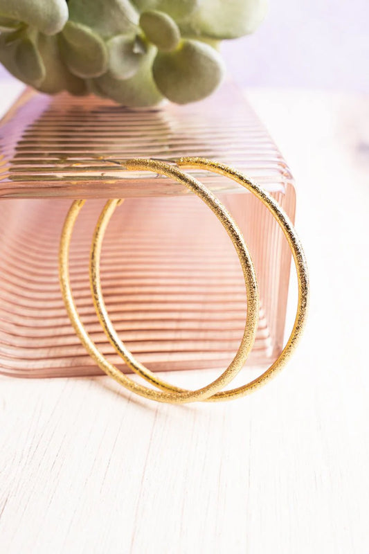 Bertha Textured Goldtone Hoop Earrings