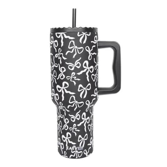 Katydid Black & White Bows All Over Tumbler