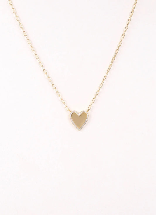 Gold Bowen CZ Heart Necklace