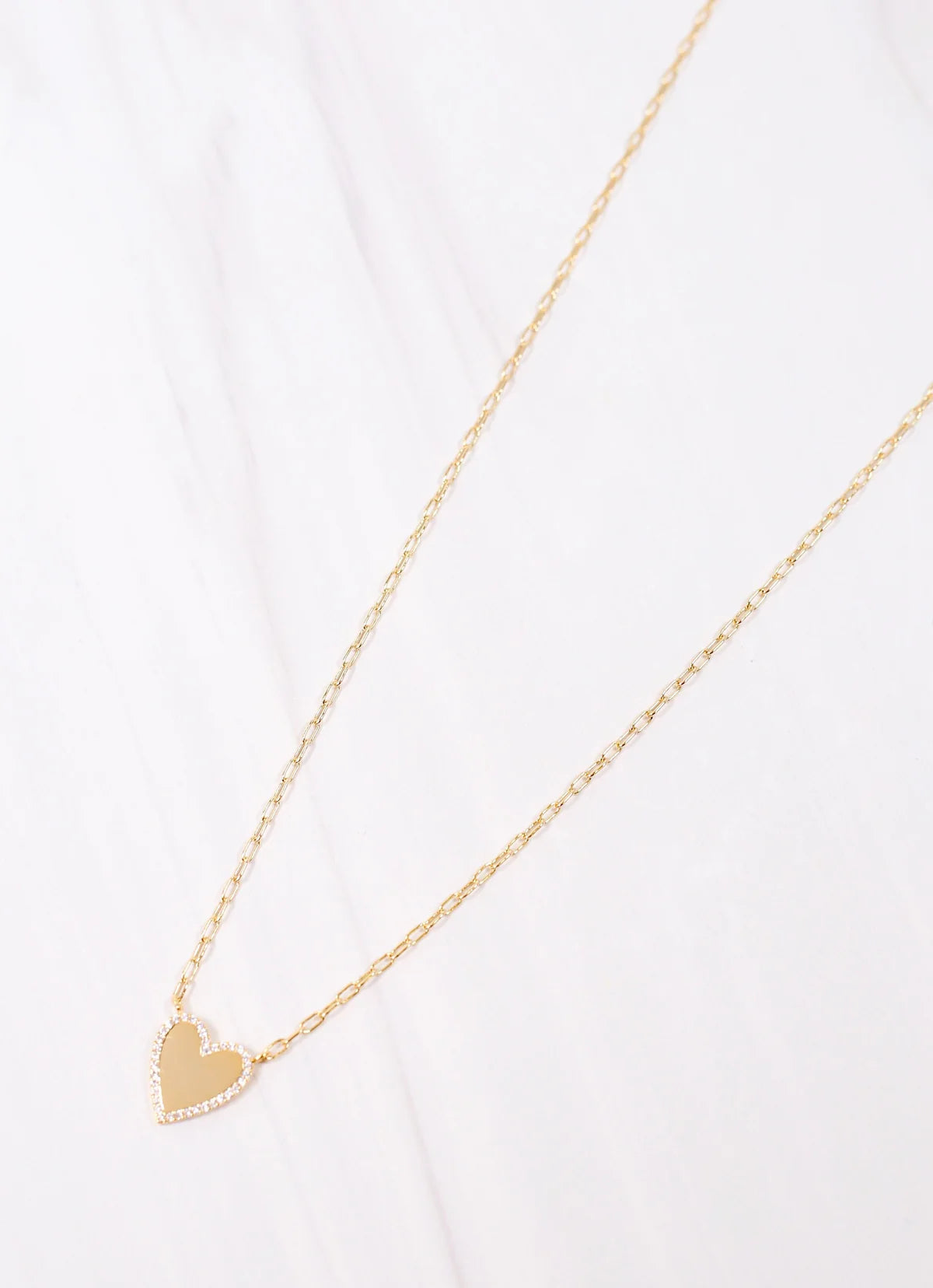 Gold Bowen CZ Heart Necklace