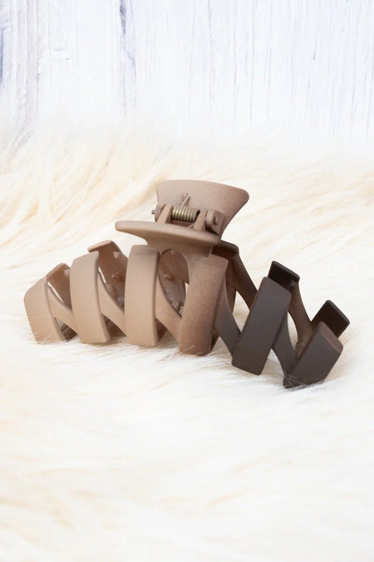 Zenana Breezy Retreat Brown and Ash Mocha Hair Claw