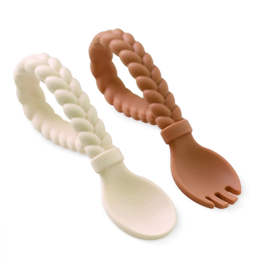 Itzy Ritzy Sweetie Spoons Spoon + Fork Set Buttercream + Toffee