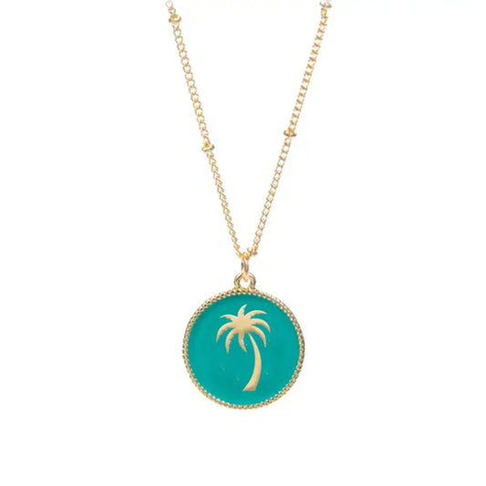 Viv & Lou Tropi-Cool Mint Palm Tree Necklace