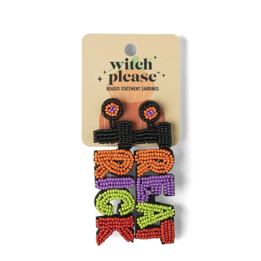 Halloween Witch Please Beaded Statement Earrings - Trick or Treat