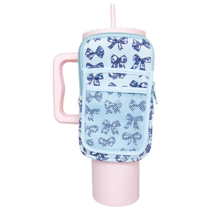 Katydid Light Blue Chinoserie Coquette Bows Tumbler Zipper Pouch