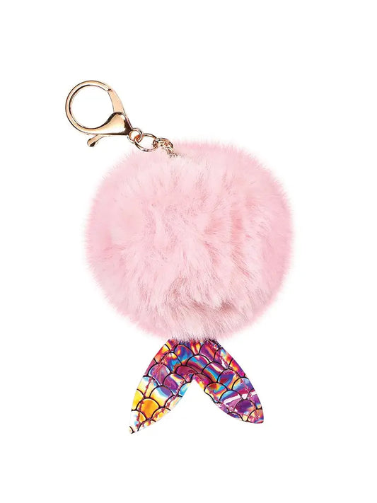 Mermaid Furry Pom-Pom Clip Pink